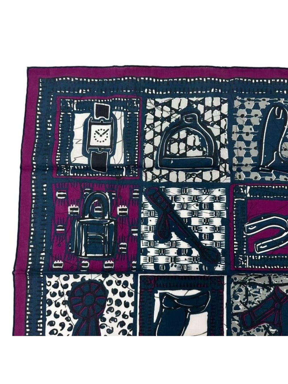 Hermes le Boubou H Scarf Cotton Navy - Picture 3 of 7